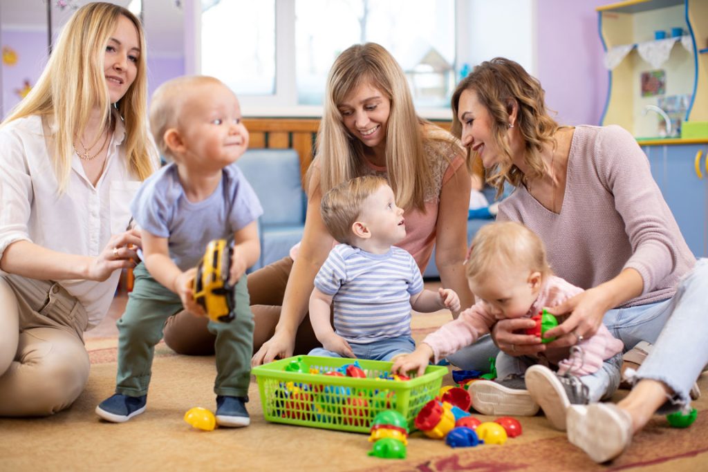mothers taking care of children