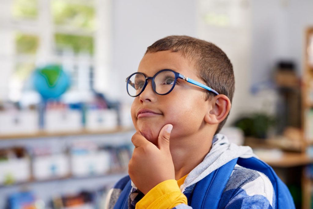 boy thinking at school